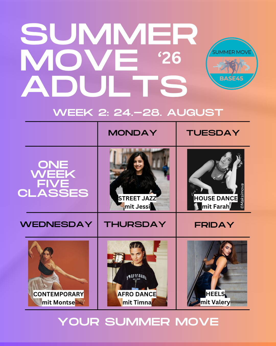 Ein Beispiel Bild für das Event SUMMER MOVE ADULTS - full Pass August.